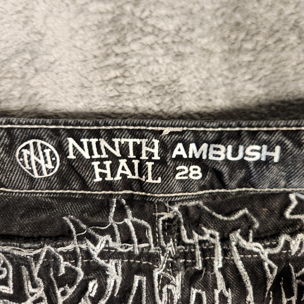 Ninth Hall Ambush Jeans Mens 28 Black Excellent Embroidered Eagle Snake Graffiti - Picture 8 of 14